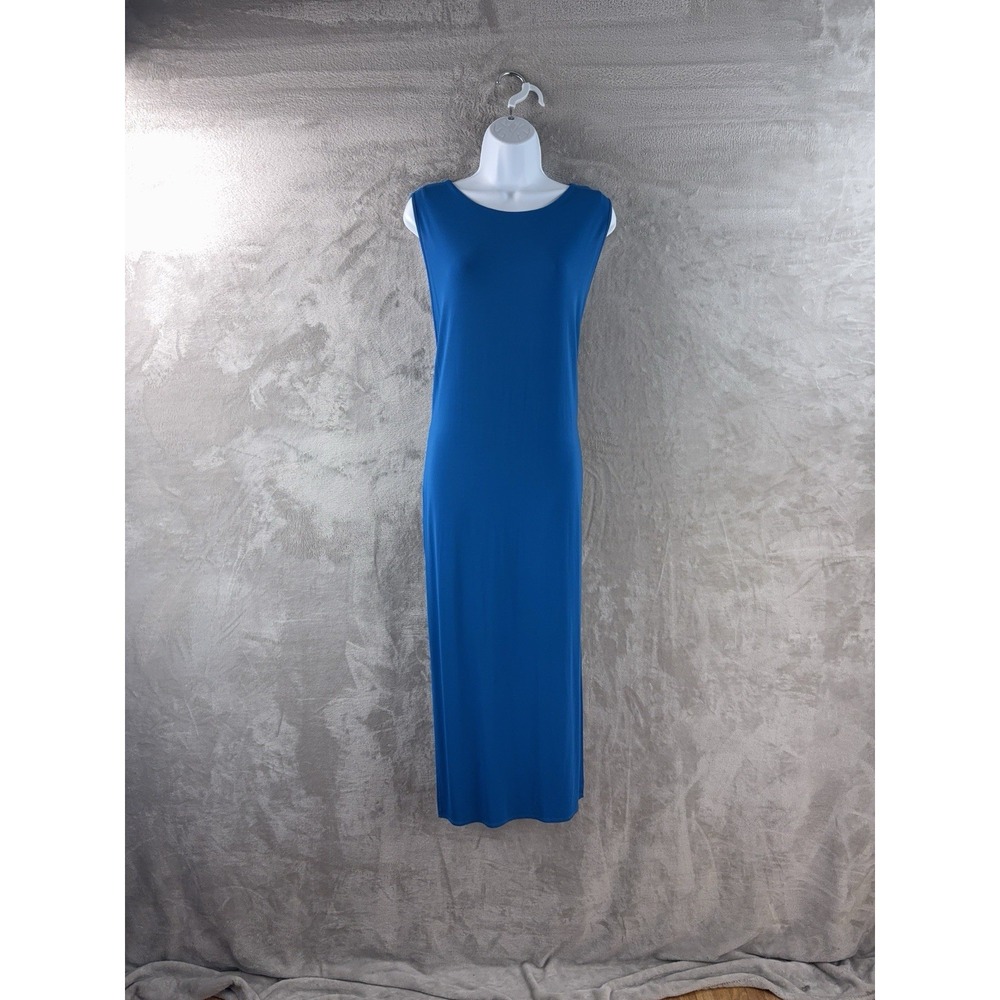 HELMUT LANG Maxi Dress Womens Size Medium Blue Sleeveless‎ Minimalist Column